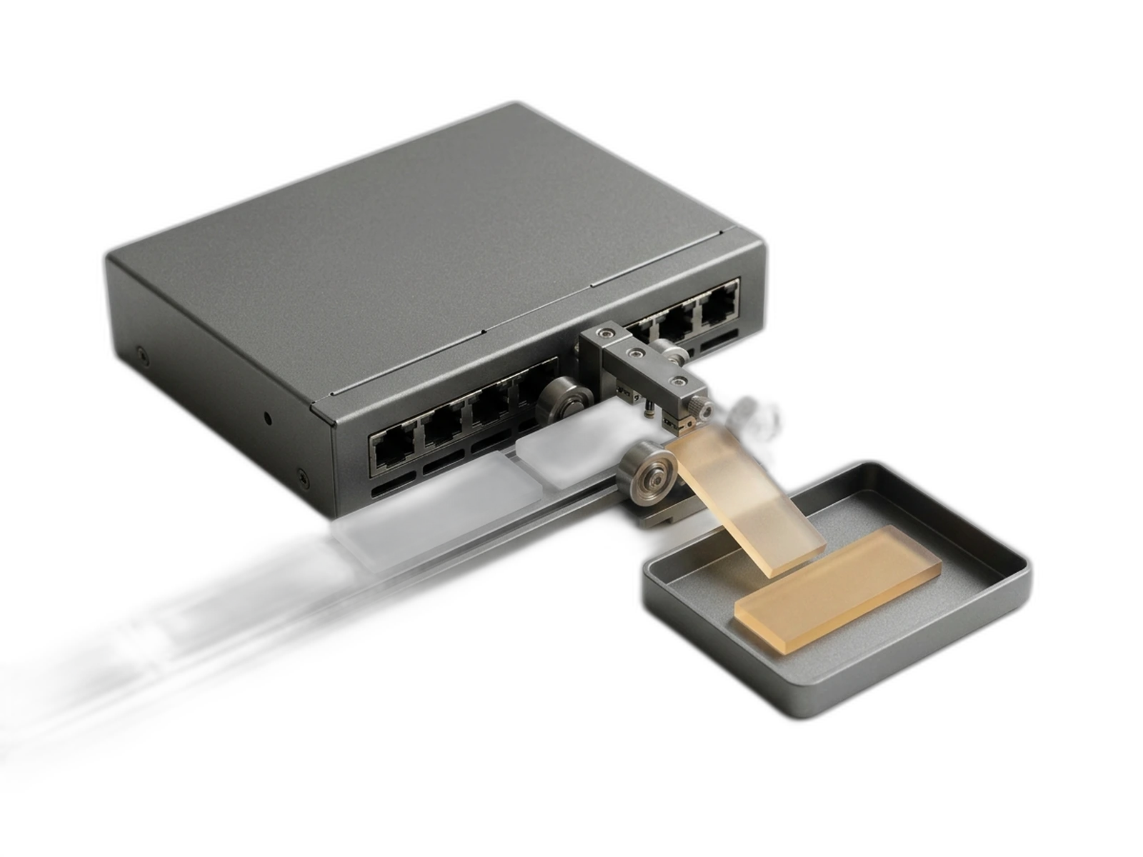 Schematisch netwerkpad van verkeer via IDS-analyse naar een gecontroleerde actie.